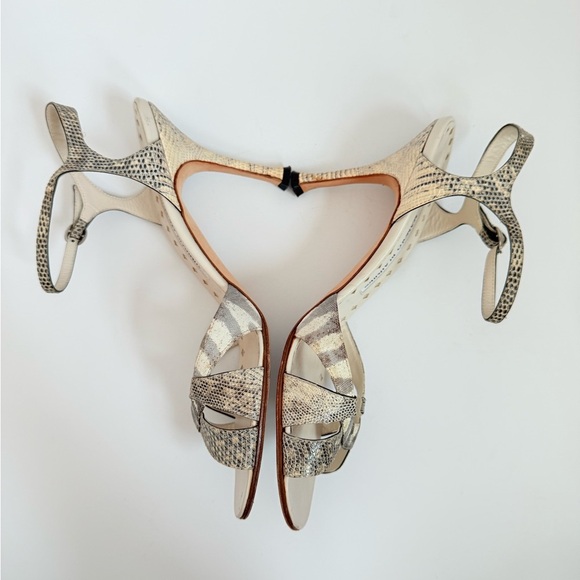 Manolo Blahnik Retro Tan White Brown Snakeskin leather open toe sandals EU 38.5 - Picture 8 of 8